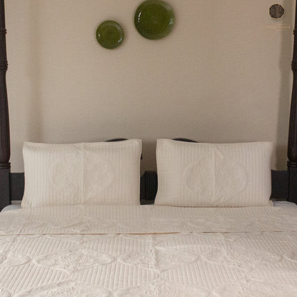 Ivory Blooms - Premium Quilted Bedspread