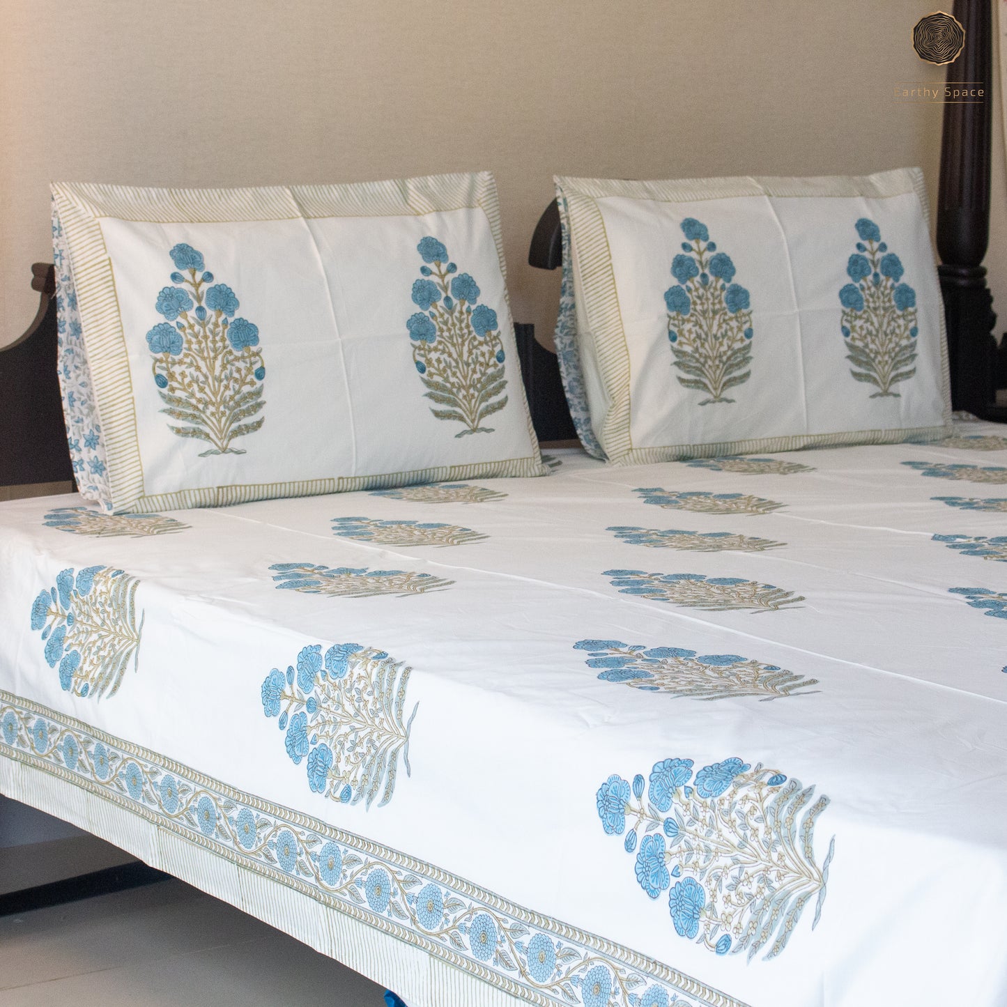 BlueBell  Handblock Printed Bedsheet