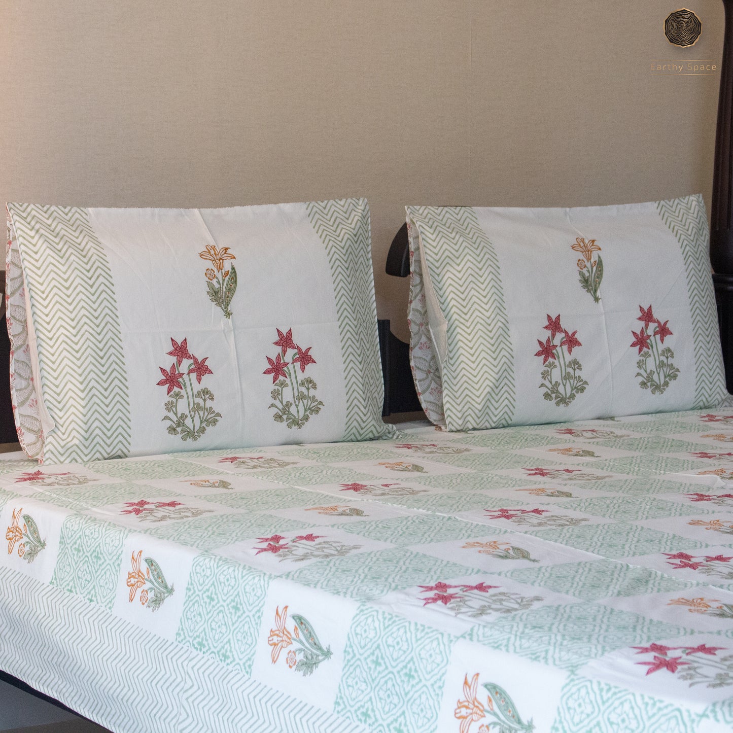 Eden Gardenia  Handblock Printed Bedsheet