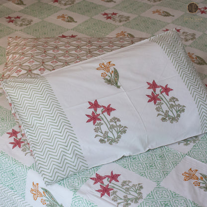 Eden Gardenia  Handblock Printed Bedsheet