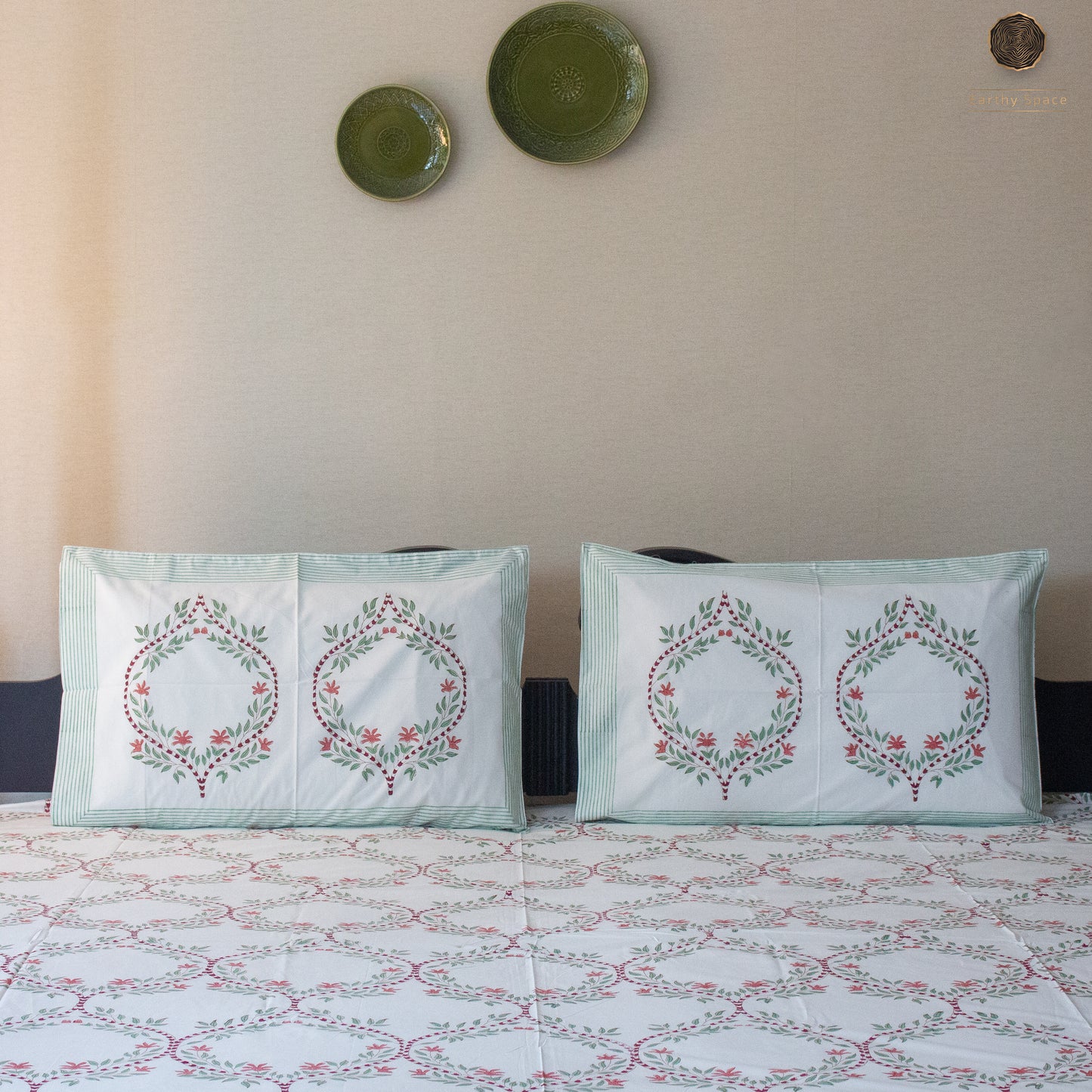 Orchid Jaal Handblock Printed Bedsheet