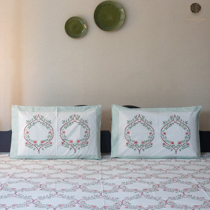 Orchid Jaal Handblock Printed Bedsheet