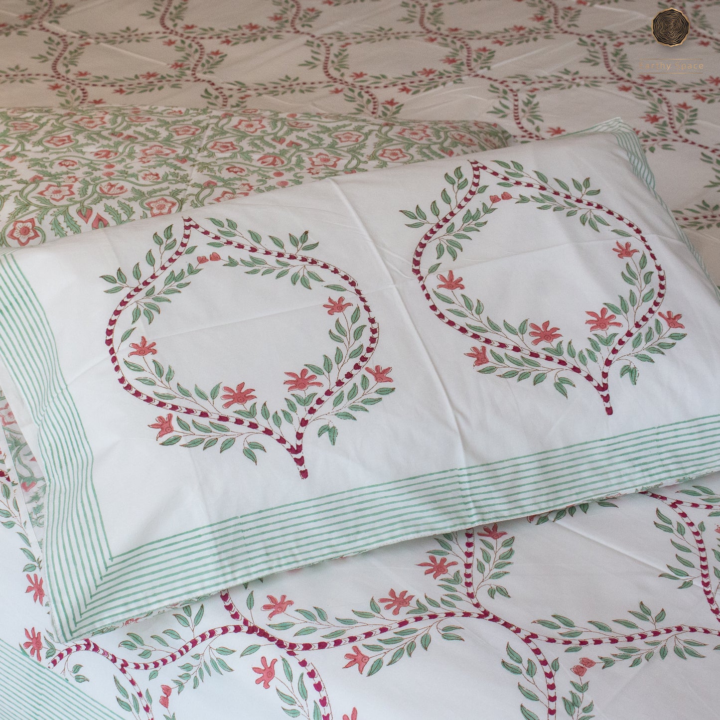 Orchid Jaal Handblock Printed Bedsheet