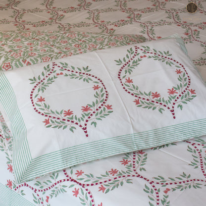 Orchid Jaal Handblock Printed Bedsheet