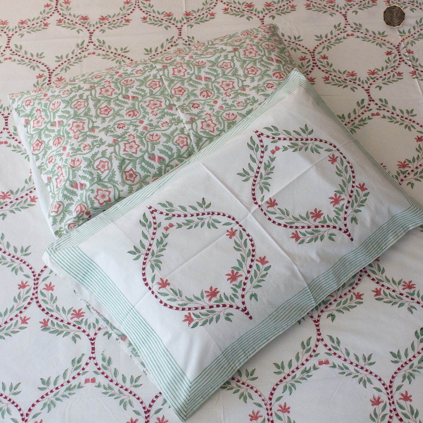 Orchid Jaal Handblock Printed Bedsheet