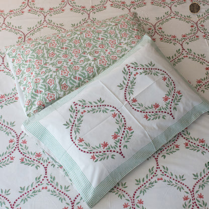 Orchid Jaal Handblock Printed Bedsheet