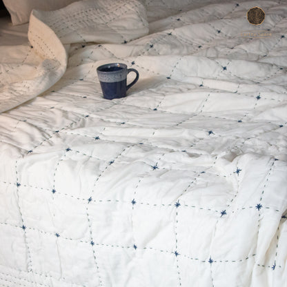Kantha Quilt - Squares - Blue