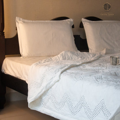 Kantha Quilt - ZigZag Geometry- Black