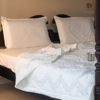 Kantha Quilt - ZigZag Geometry- Black