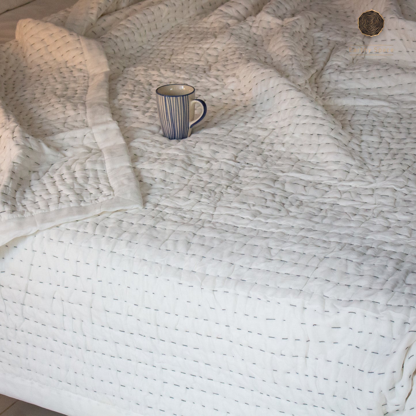 Kantha Quilt - Lines - Black