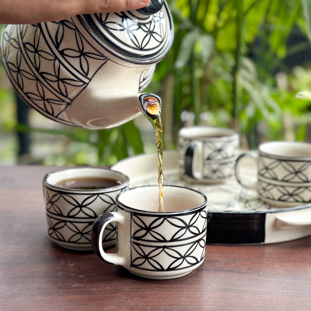 Black Mandala Tea Cup Set