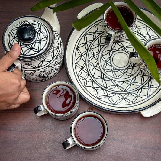 Black Mandala Tea Cup Set