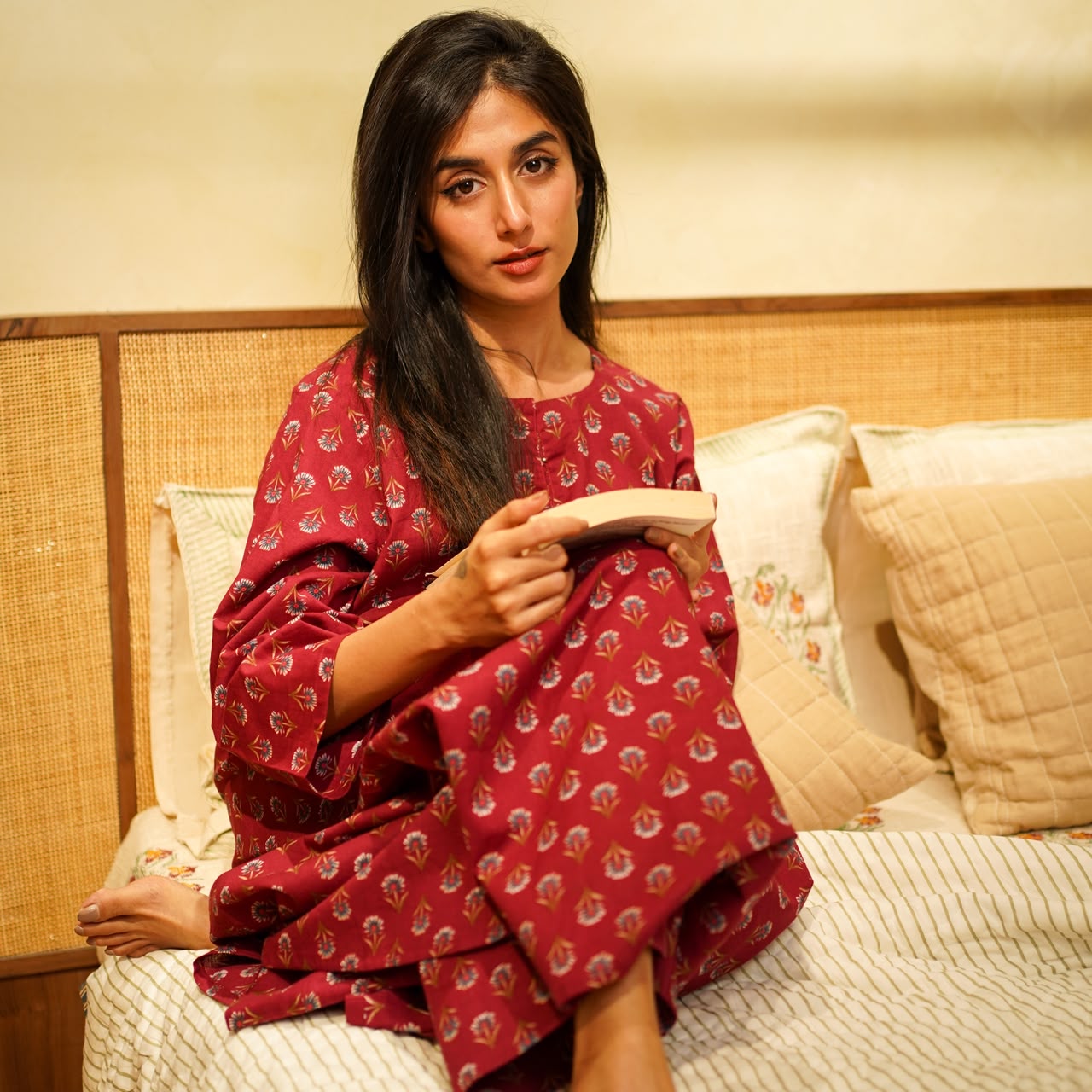 Long shirt - Red flora
