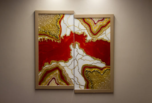 Resin Red Geode Artwork