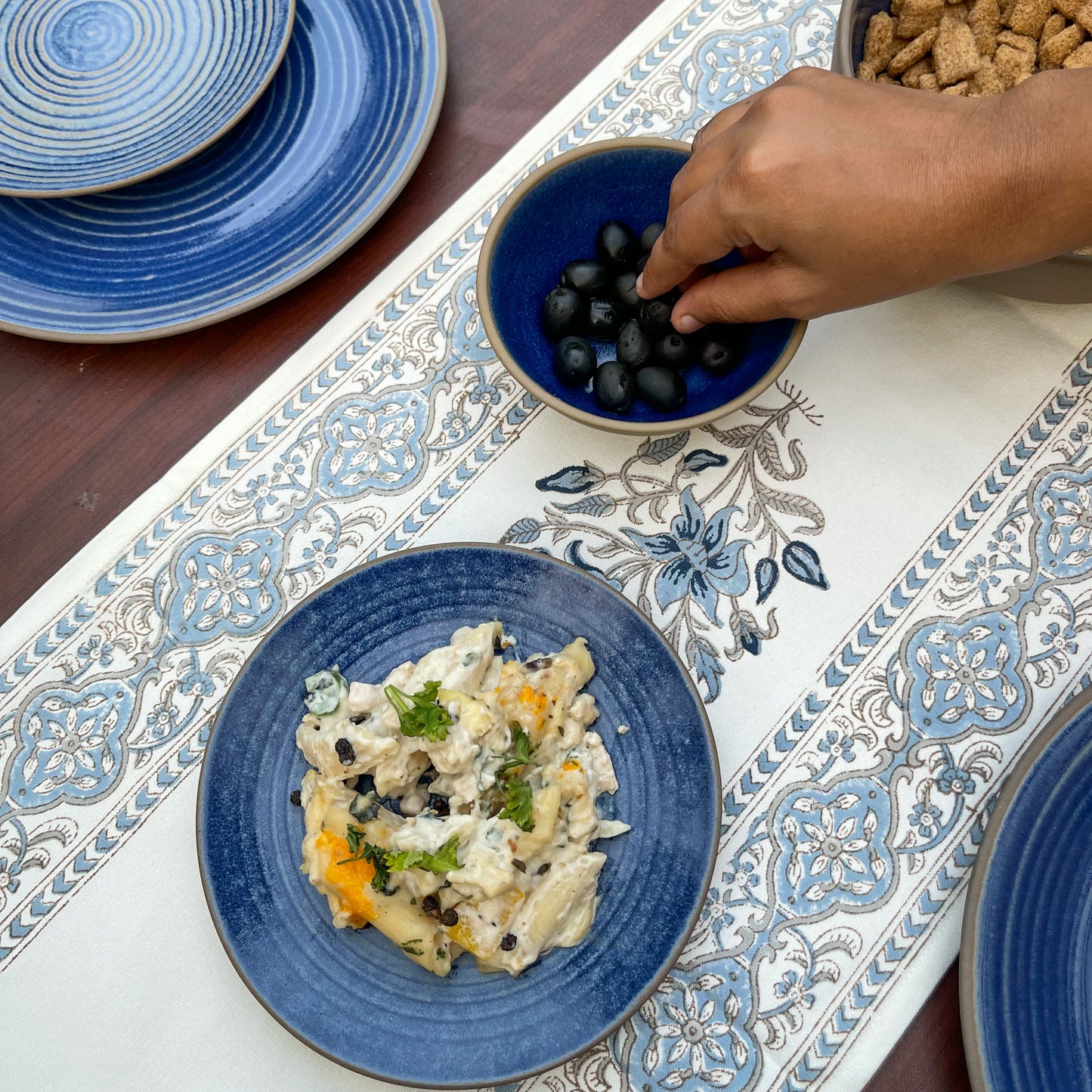 Rustic Blue Ceramic Dinner Set