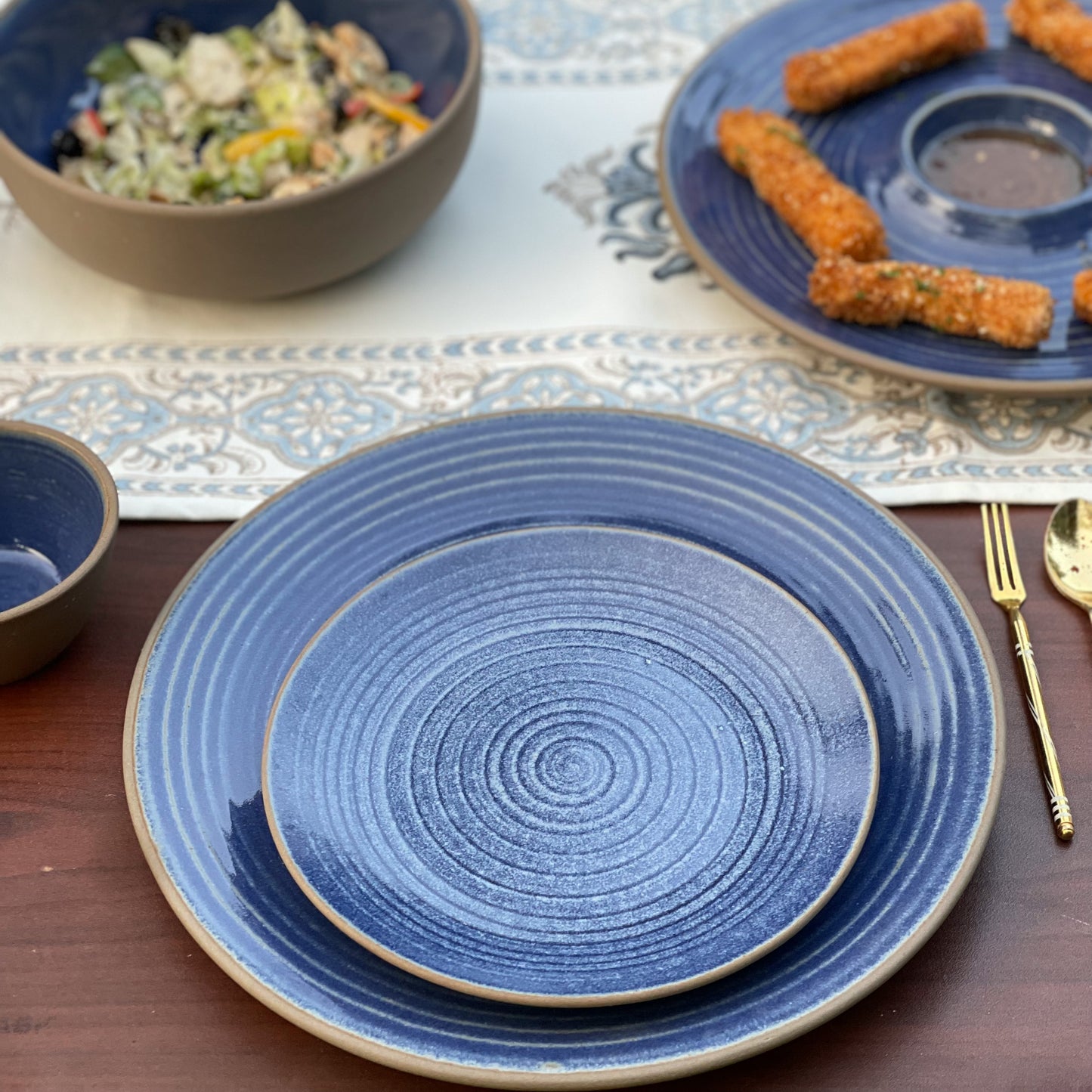 Rustic Blue Ceramic Dinner Set