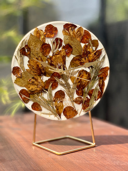 Floral Resin Table Clock